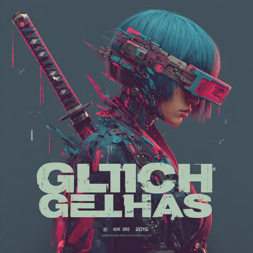 Glitch Geisha operator with cyber visor and katana